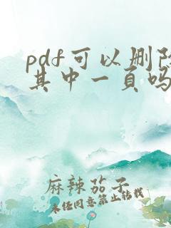 pdf可以删除其中一页吗怎么删
