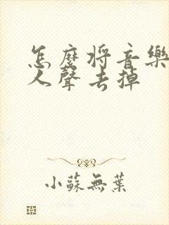 怎么将音乐里的人声去掉