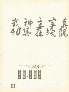 武神主宰真人版40集在线观看