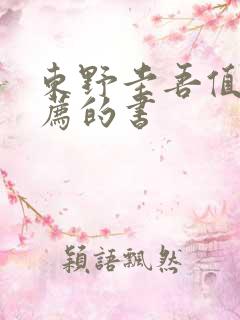东野圭吾值得推荐的书