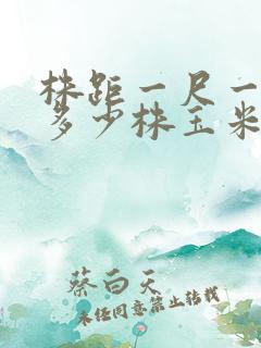 株距一尺一亩地多少株玉米