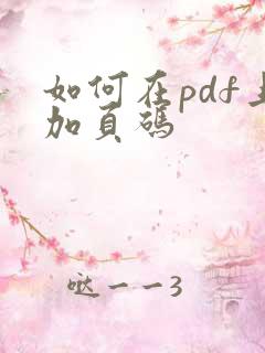 如何在pdf上加页码