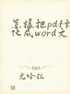 怎样把pdf转化成word文档