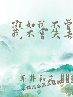 假如我不曾爱你我不会失去自己歌词