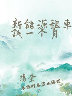 新能源租车多少钱一个月