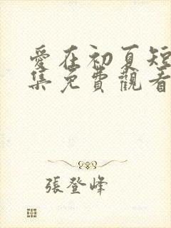 爱在初夏短剧全集免费观看
