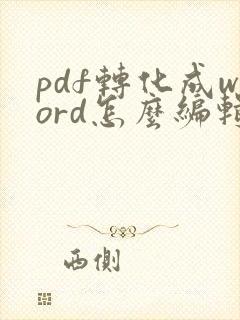 pdf转化成word怎么编辑