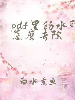 pdf里的水印怎么去除