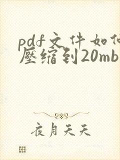 pdf文件如何压缩到20mb大小