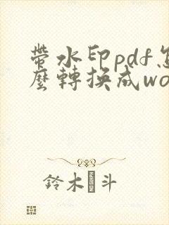 带水印pdf怎么转换成word