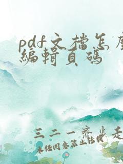 pdf文档怎么编辑页码
