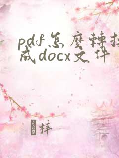 pdf怎么转换成docx文件