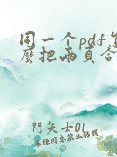 同一个pdf怎么把两页合并成一页