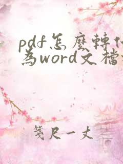 pdf怎么转化为word文档格式