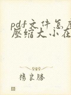 pdf文件怎么压缩大小在线