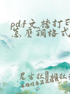 pdf文档打印怎么调格式