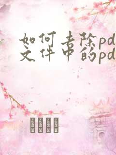 如何去除pdf文件中的pdf编辑器水印