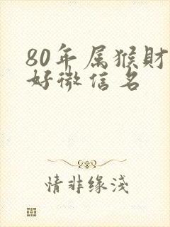 80年属猴财运好微信名