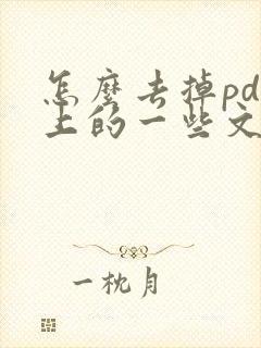 怎么去掉pdf上的一些文字