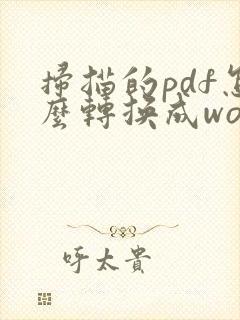 扫描的pdf怎么转换成word转换成excel