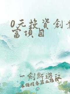 0元投资创业致富项目