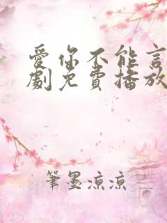 爱你不能言电视剧免费播放