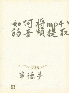 如何将mp4中的音频提取出来