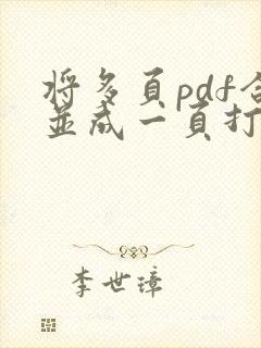 将多页pdf合并成一页打印