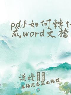 pdf如何转化成word文档
