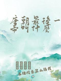 唐朝最后一位皇帝叫什么