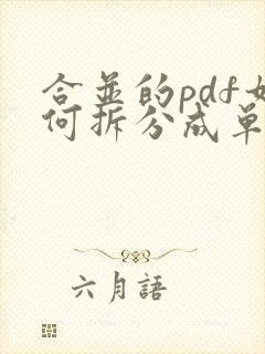 合并的pdf如何拆分成单个的