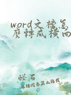 word文档怎么转成横向的