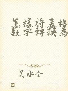 怎样将表格中的数字转换为万元