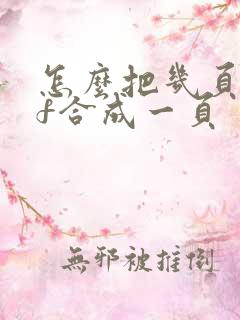 怎么把几页pdf合成一页