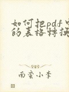 如何把pdf中的表格转换成excel表格
