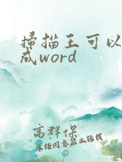 扫描王可以转换成word