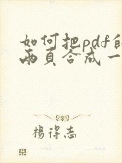 如何把pdf的两页合成一页