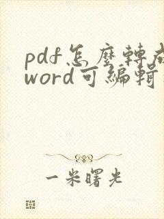pdf怎么转成word可编辑状态
