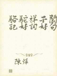 骆驼祥子阅读笔记好词好句