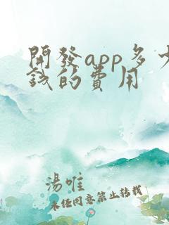 开发app多少钱的费用