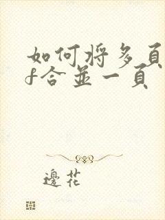 如何将多页pdf合并一页
