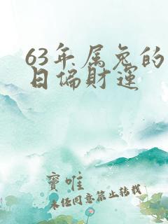 63年属兔的今日偏财运
