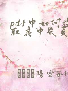 pdf中如何提取其中几页