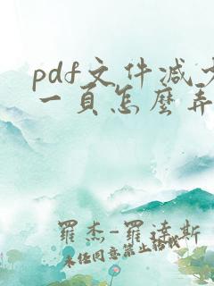 pdf文件减少一页怎么弄