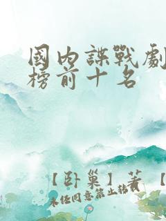 国内谍战剧排行榜前十名