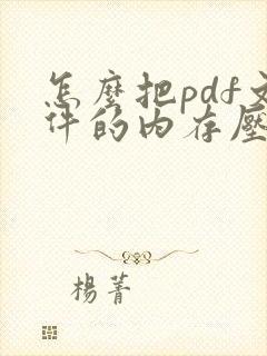 怎么把pdf文件的内存压缩小