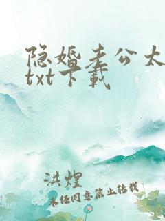 隐婚老公太神秘txt下载