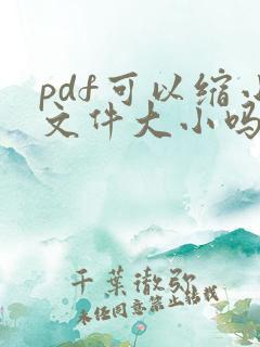 pdf可以缩小文件大小吗