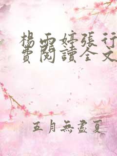 杨雨婷张行长免费阅读全文