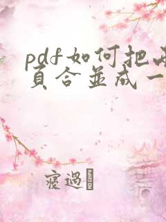 pdf如何把两页合并成一页打印